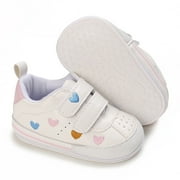 Yindaity Toddler Girl Flats, Two-Strap Sneaker, Narrow, Pointy Toe, White, Size 5